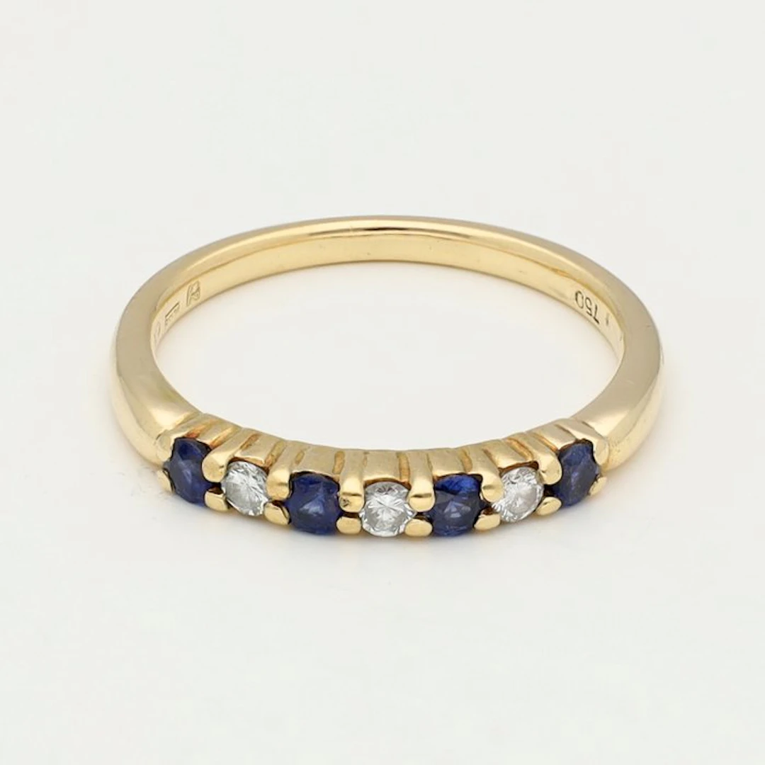 Ring - 18 kt. Yellow gold Sapphire - Diamond