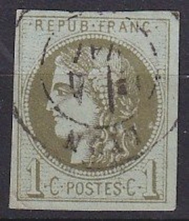 France 1870 - Bordeaux 1c olive Report 3 CAD type 15 - Yvert n°39C