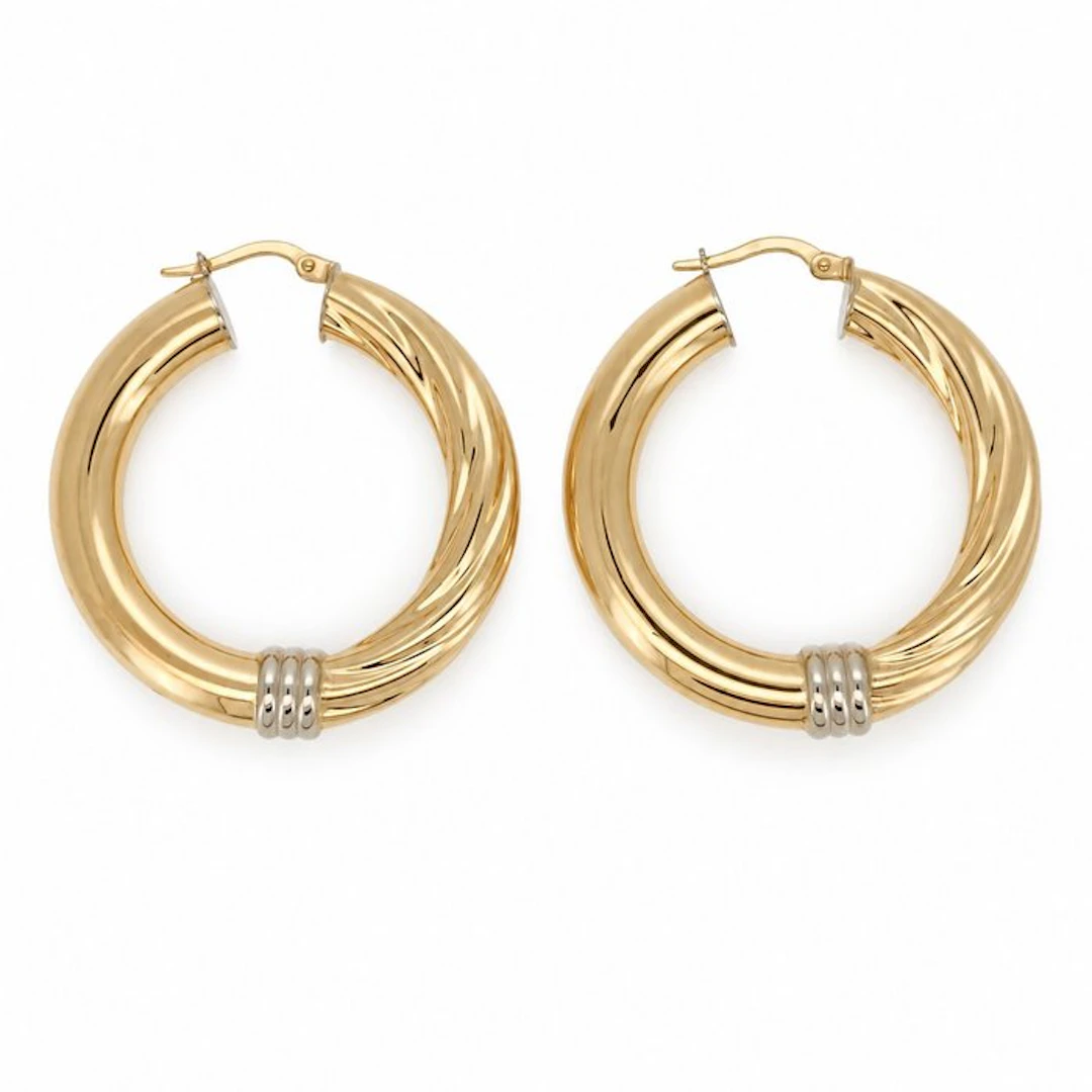 UnoAErre - Earrings - 18 kt. Yellow gold, White gold - Made in Italy - Handmade