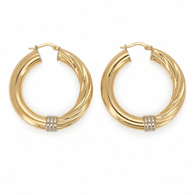 UnoAErre - Earrings - 18 kt. Yellow gold, White gold - Made in Italy - Handmade
