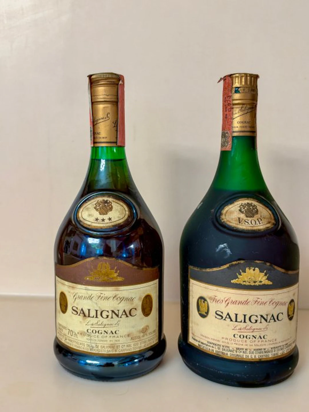 Salignac - VSOP + 3 Star - b. 1970s, 1980s - 70cl, 75cl - 2 bottles