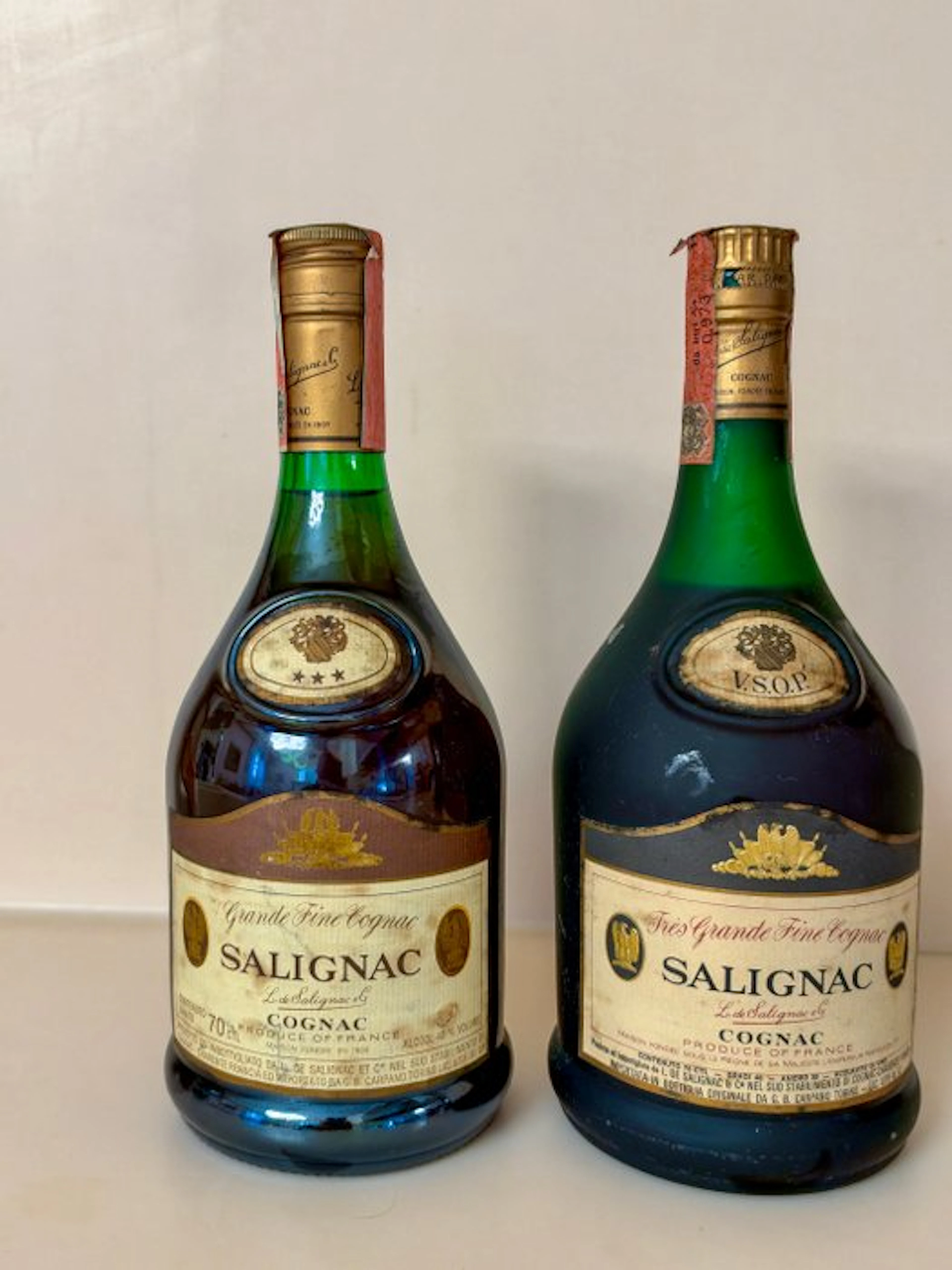 Salignac - VSOP + 3 Star - b. 1970s, 1980s - 70cl, 75cl - 2 bottles
