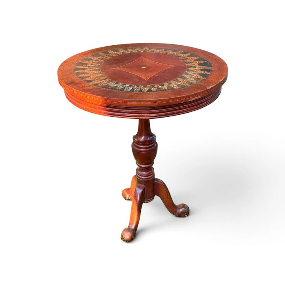 Side table - Oval Regency-style lamp - Wood - Mother-of-Pearl Inlays