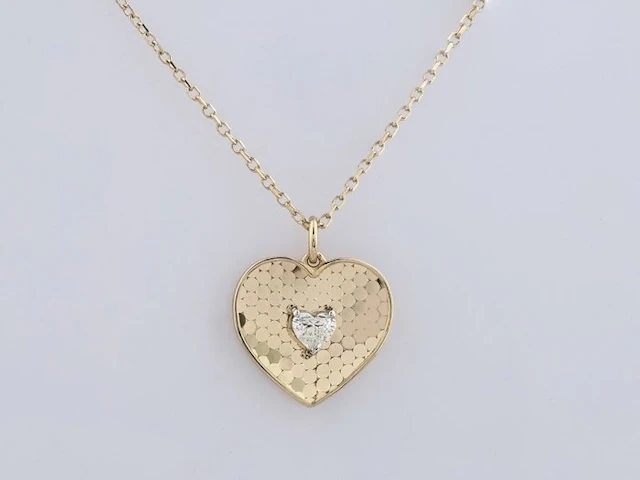 Necklace with pendant - 14 kt. Yellow gold - 0.16ct. tw. Diamond (Natural)
