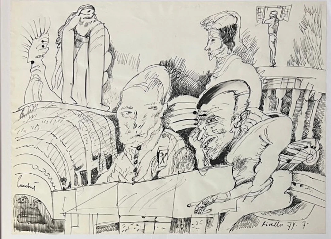 Lucebert (1924-1994) - Encre originale encadrée, Rivello, 1974