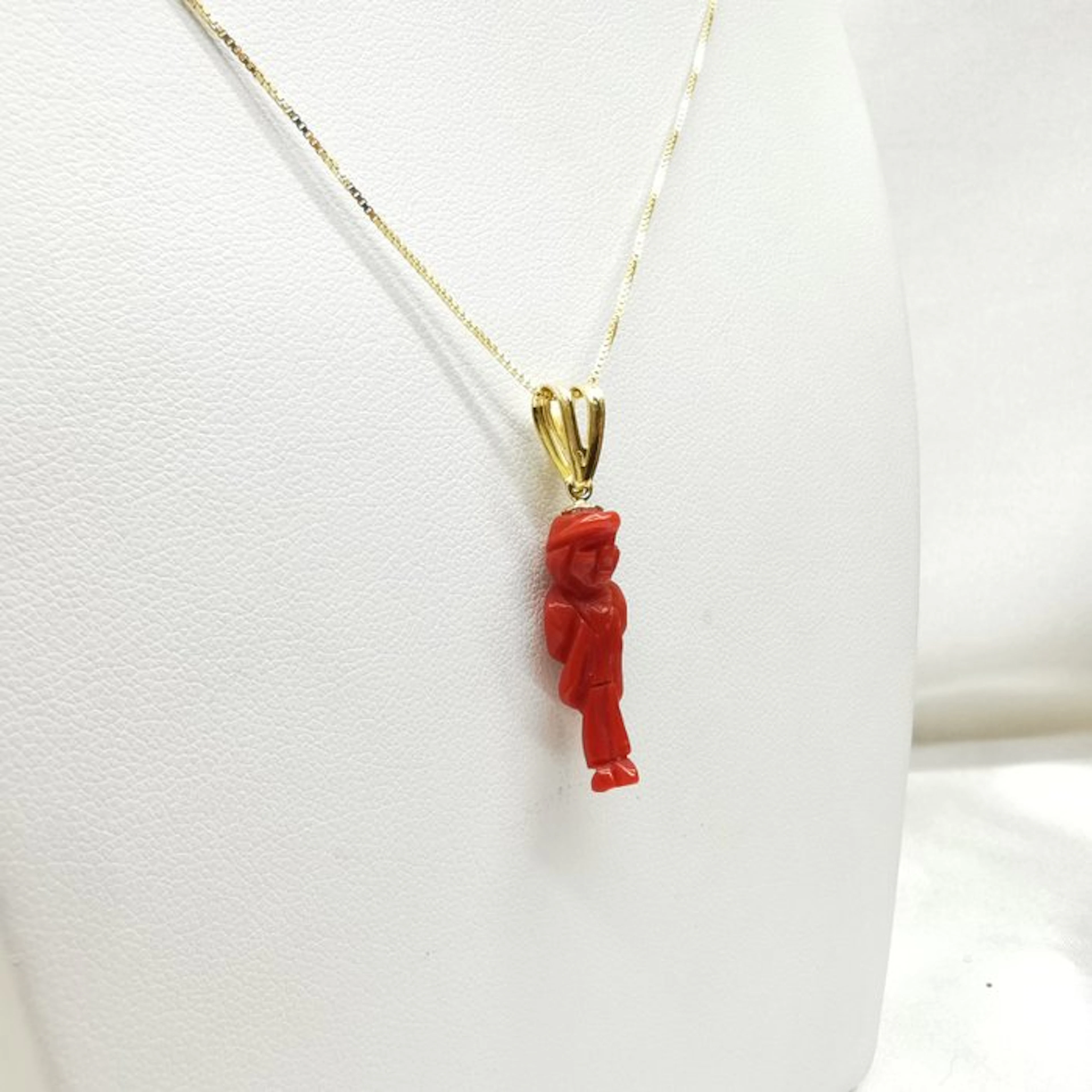 Coral - Silver - Pendant - hand-carved