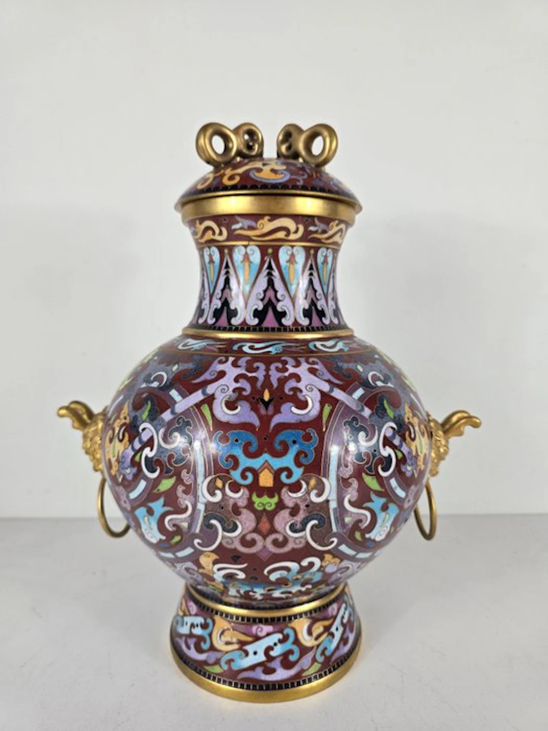 Lidded vase - Cloisonné, Brass - China (No reserve price)