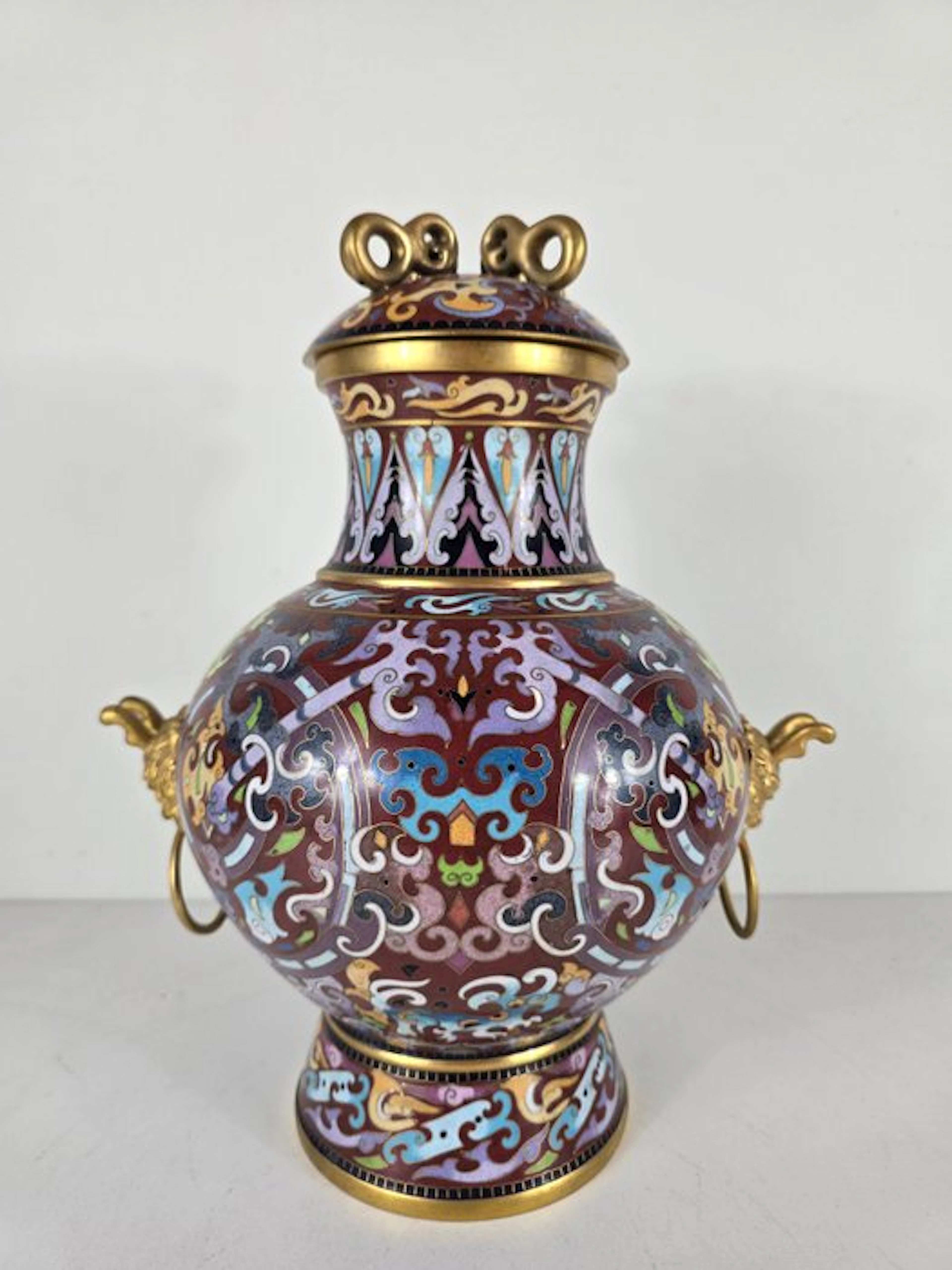 Lidded vase - Cloisonné, Brass - China (No reserve price)