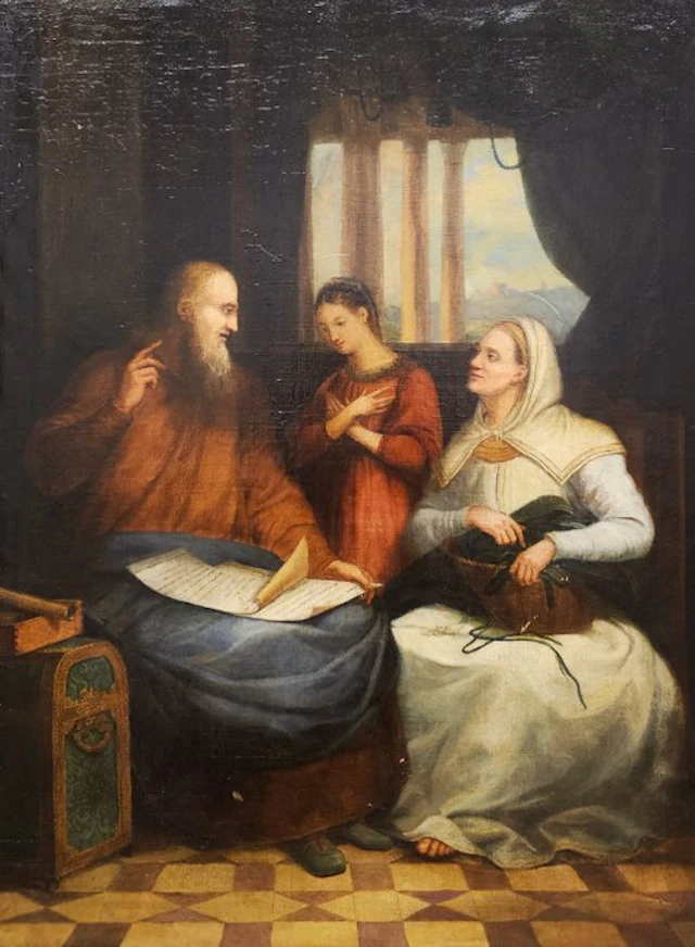 European School (XIX) - NO RESERVE - The Education of the Virgin