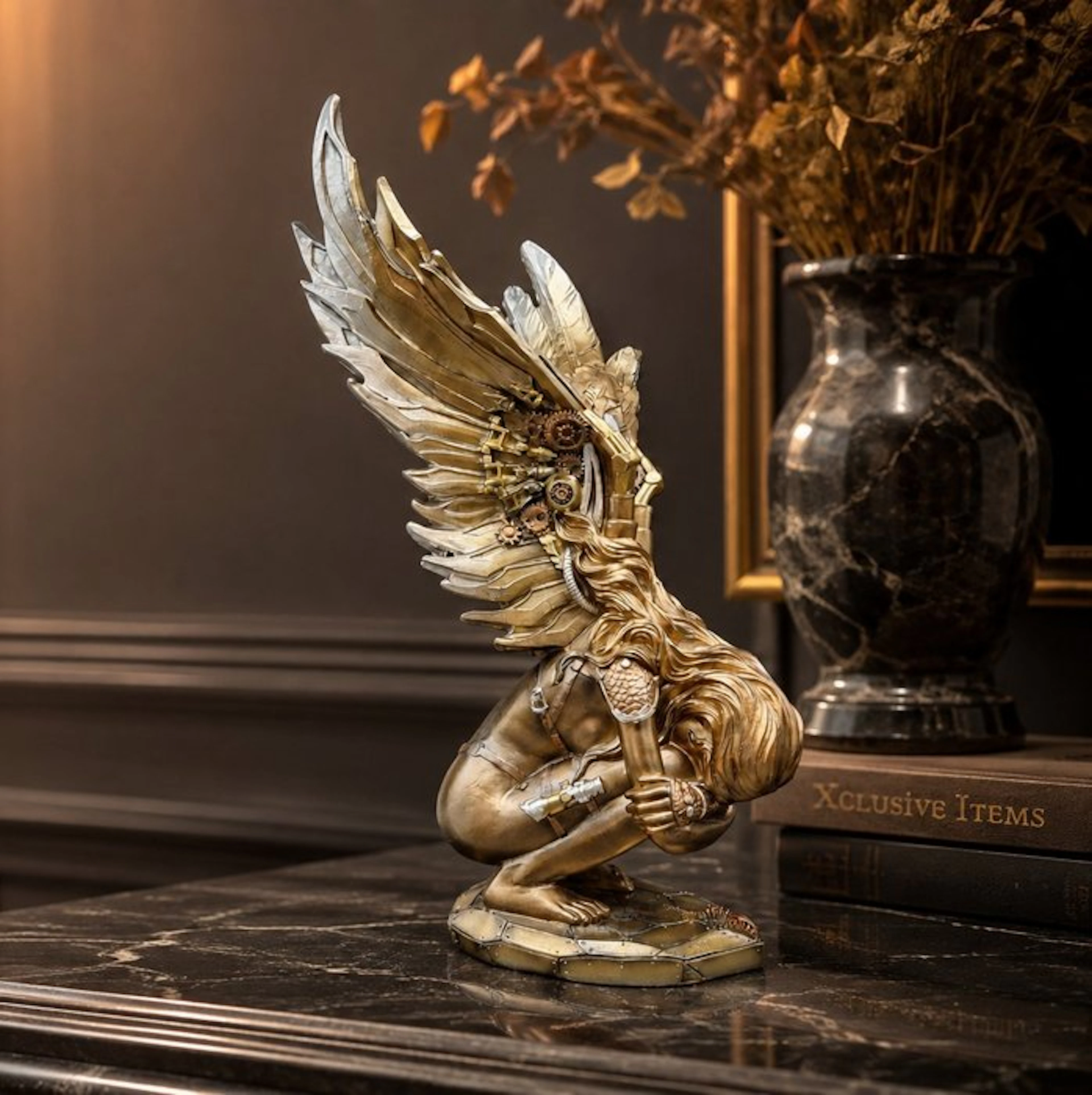 Statue, Large Steampunk Angel - 33 cm - Resin - 2026
