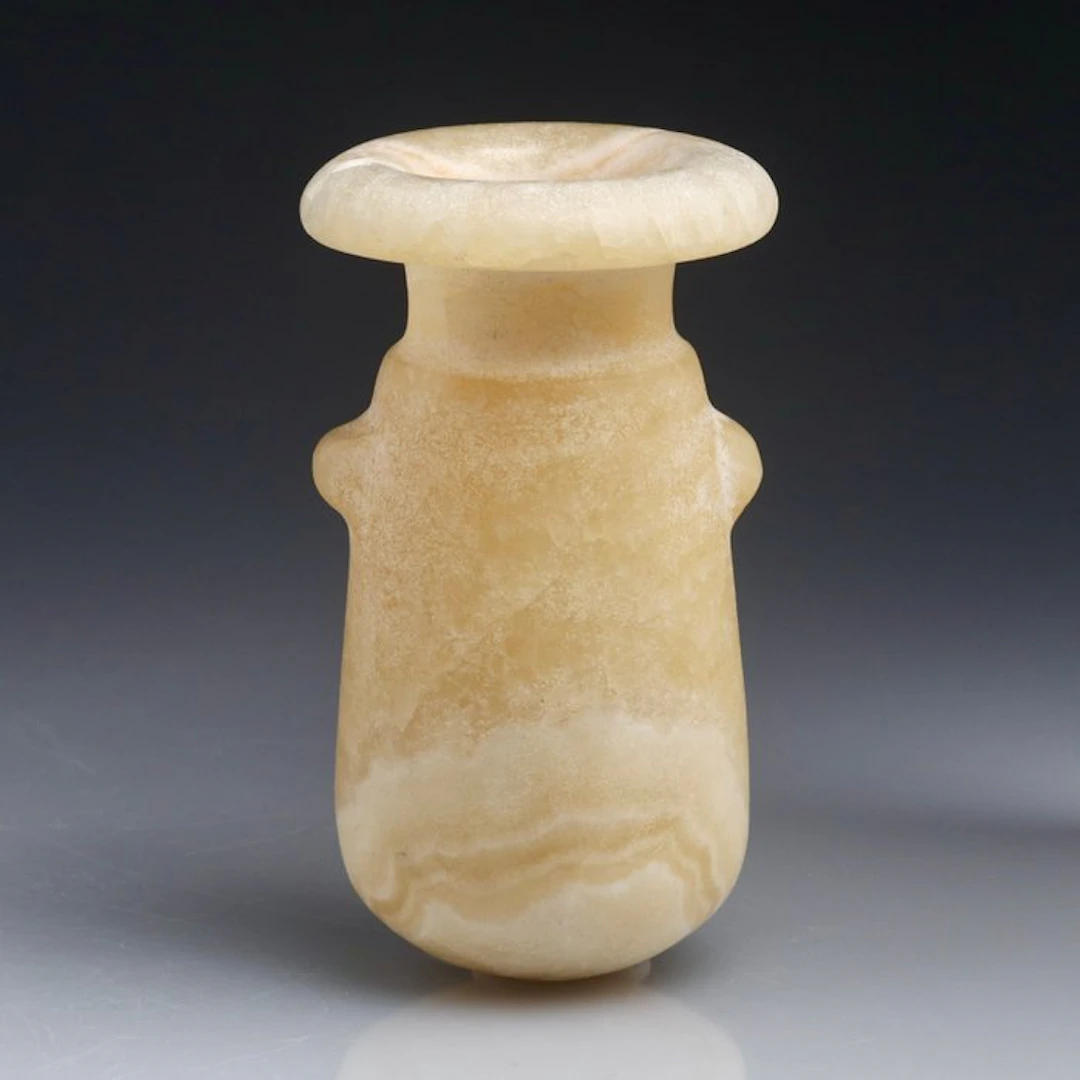 Ancient Egypt, Late Period Alabaster Vase with side handles - 108 mm