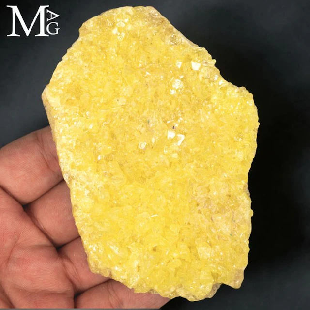 Peruvian sulfur crystals Vibrant crystalline sulfur druse...