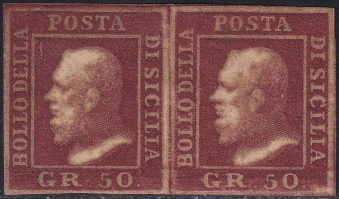 Italian Ancient States - Sicily 1859 - 50 g brown lacquer...