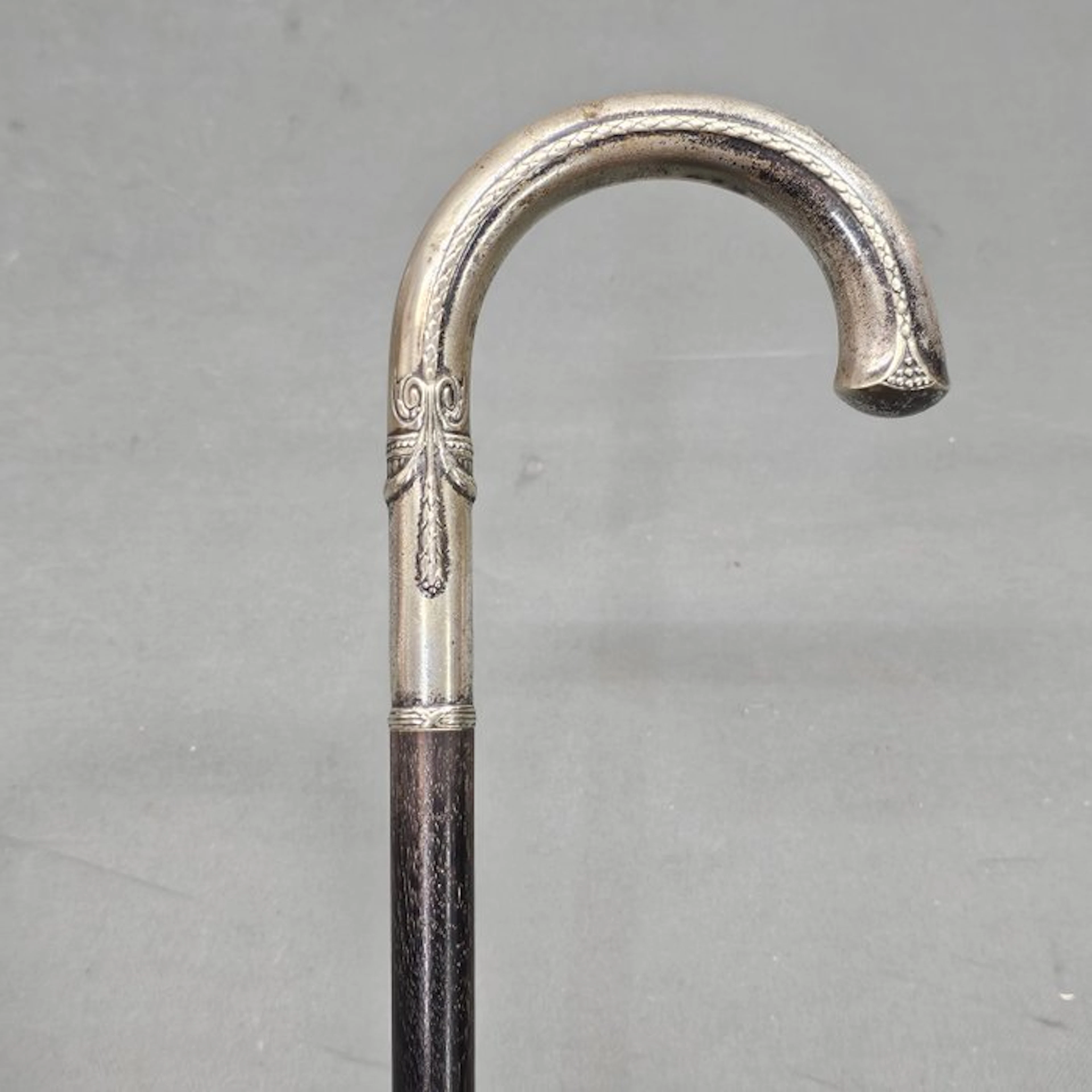 Walking stick - Wood, Alpaca - Walking cane Alpacca Silver