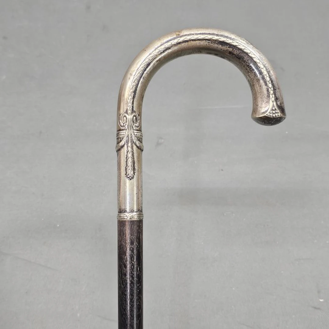 Walking stick - Wood, Alpaca - Walking cane Alpacca Silver
