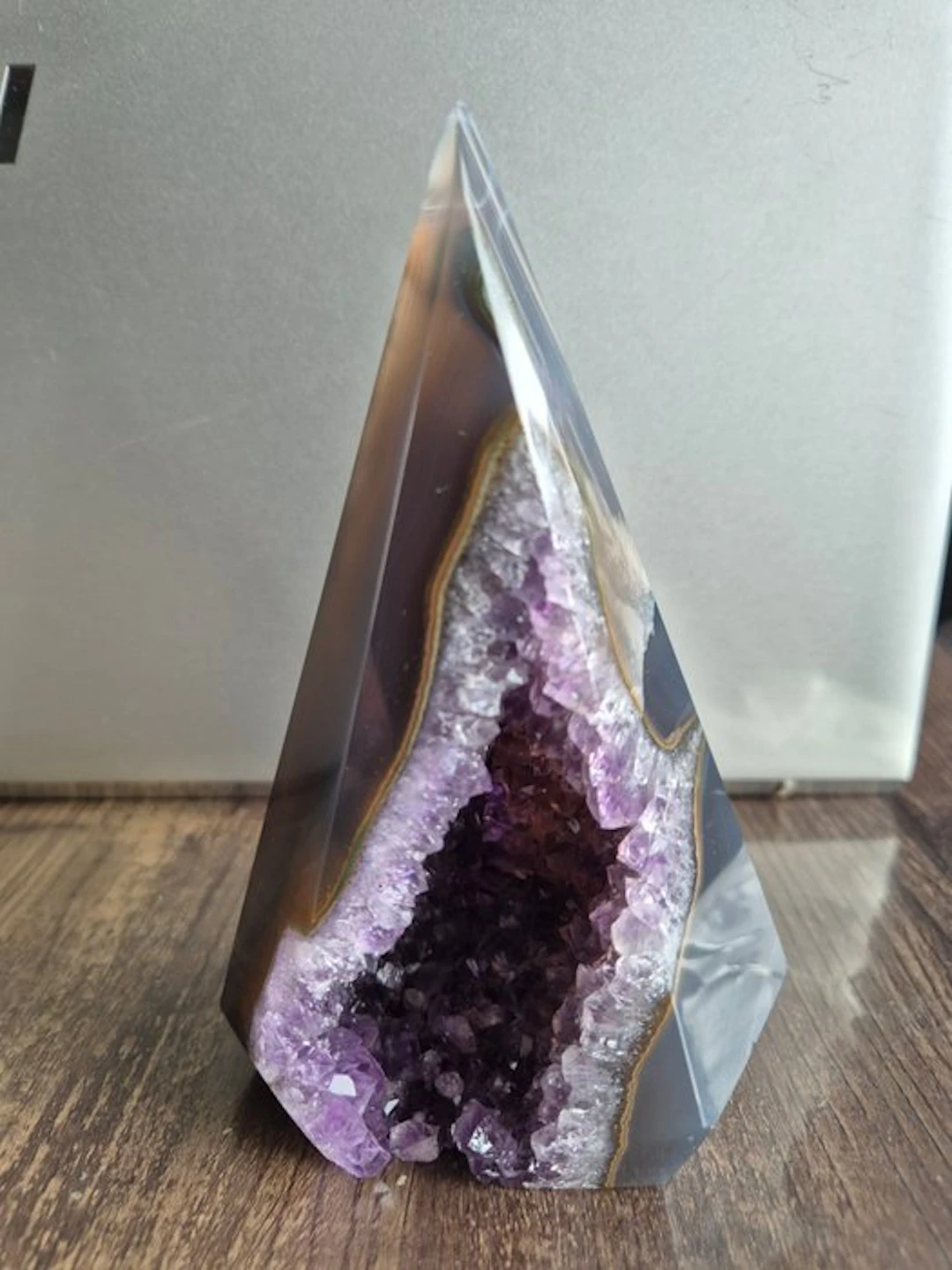 Amethyst tower - Height: 14 cm - Width: 9.5 cm- 573 g - (1)