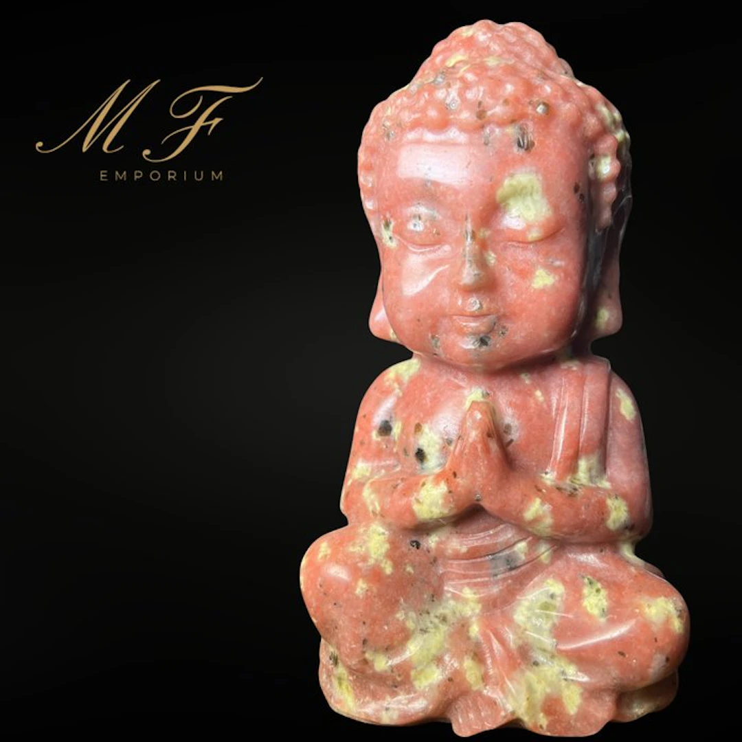 Premium - Buddha in Peach Jasper Carving - Height: 150 mm...