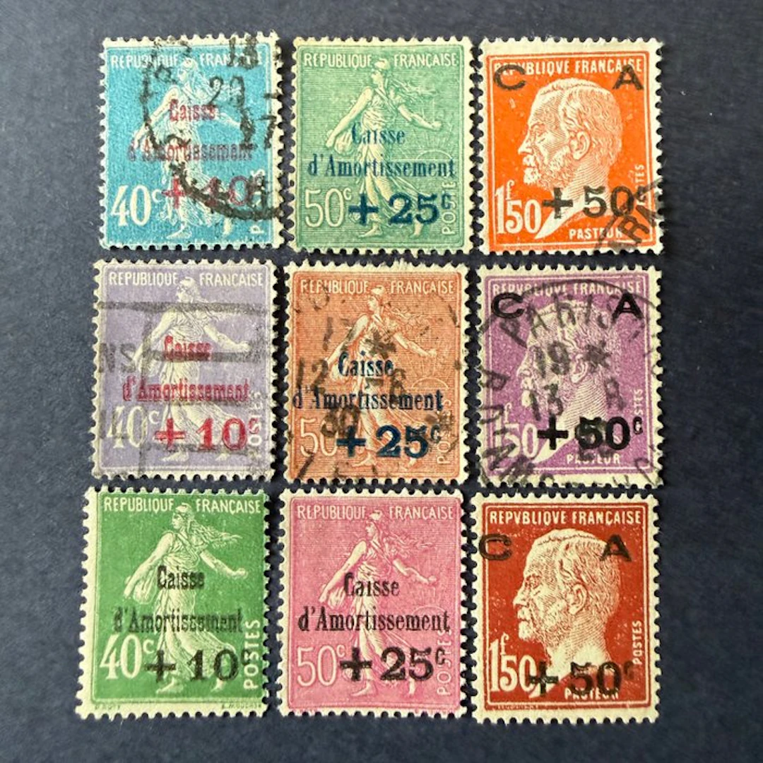 France - Yvert 246/255 (except 252) "Caisse Amortissement" on cancelled stamps