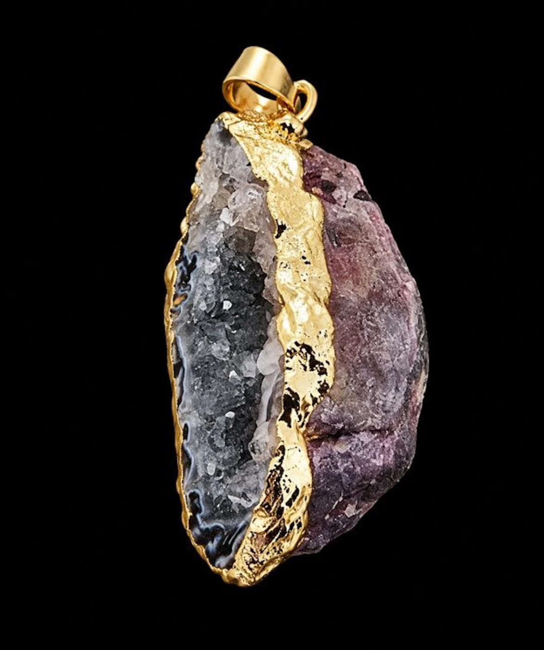 First-Quality Natural Geode Pendant - 18k Gold Plated - Pendant - Pendant