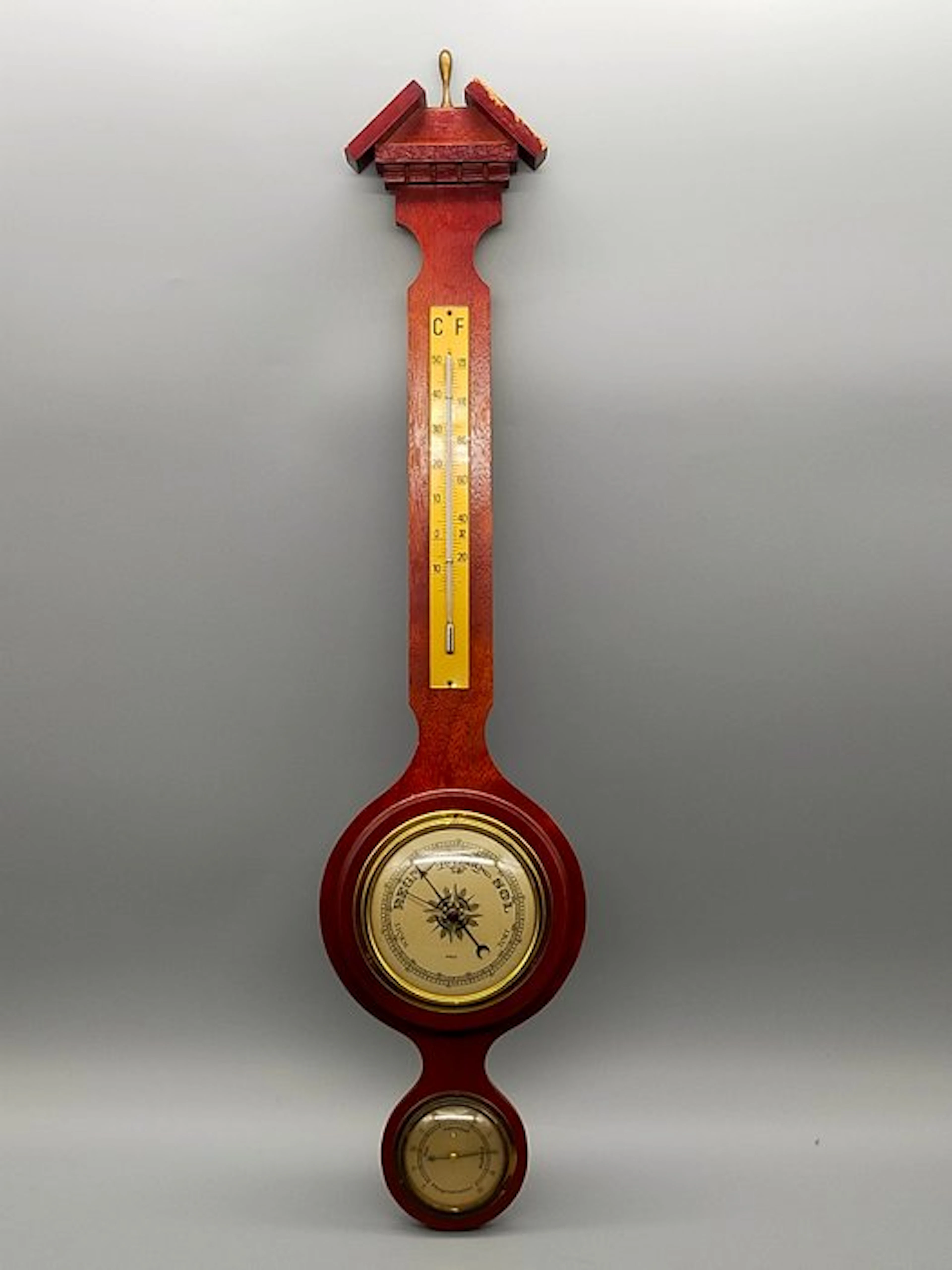 Antikes Barometer mit Thermometer und Hygrometer – Holz...