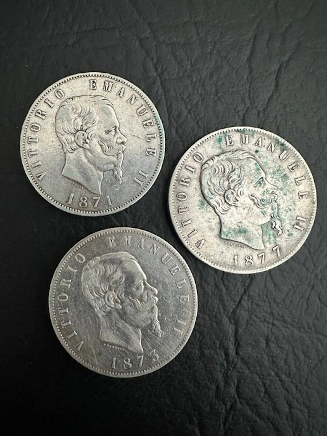 Italy. koning Vittorio Emanuele II. 5 Litrai 1871 1873 1877 (No reserve price)