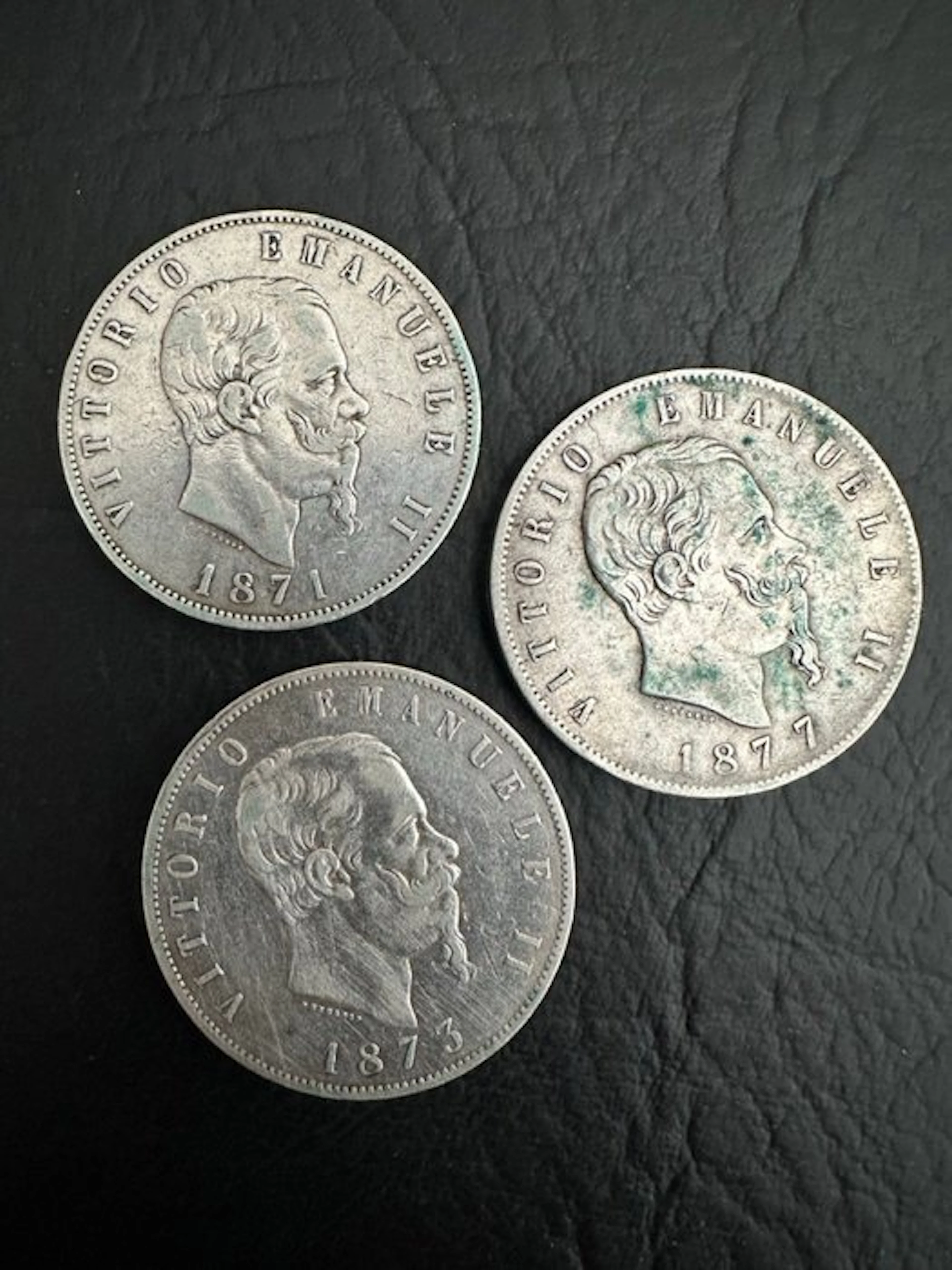 Italy. koning Vittorio Emanuele II. 5 Litrai 1871 1873 1877 (No reserve price)