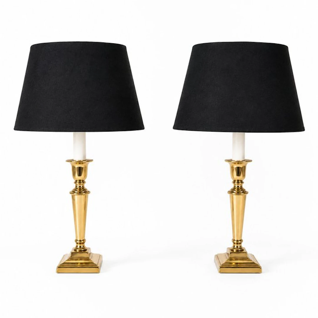 Laura Ashley - Table lamp (2) - Brass, Linen - Vintage Regency Lamps