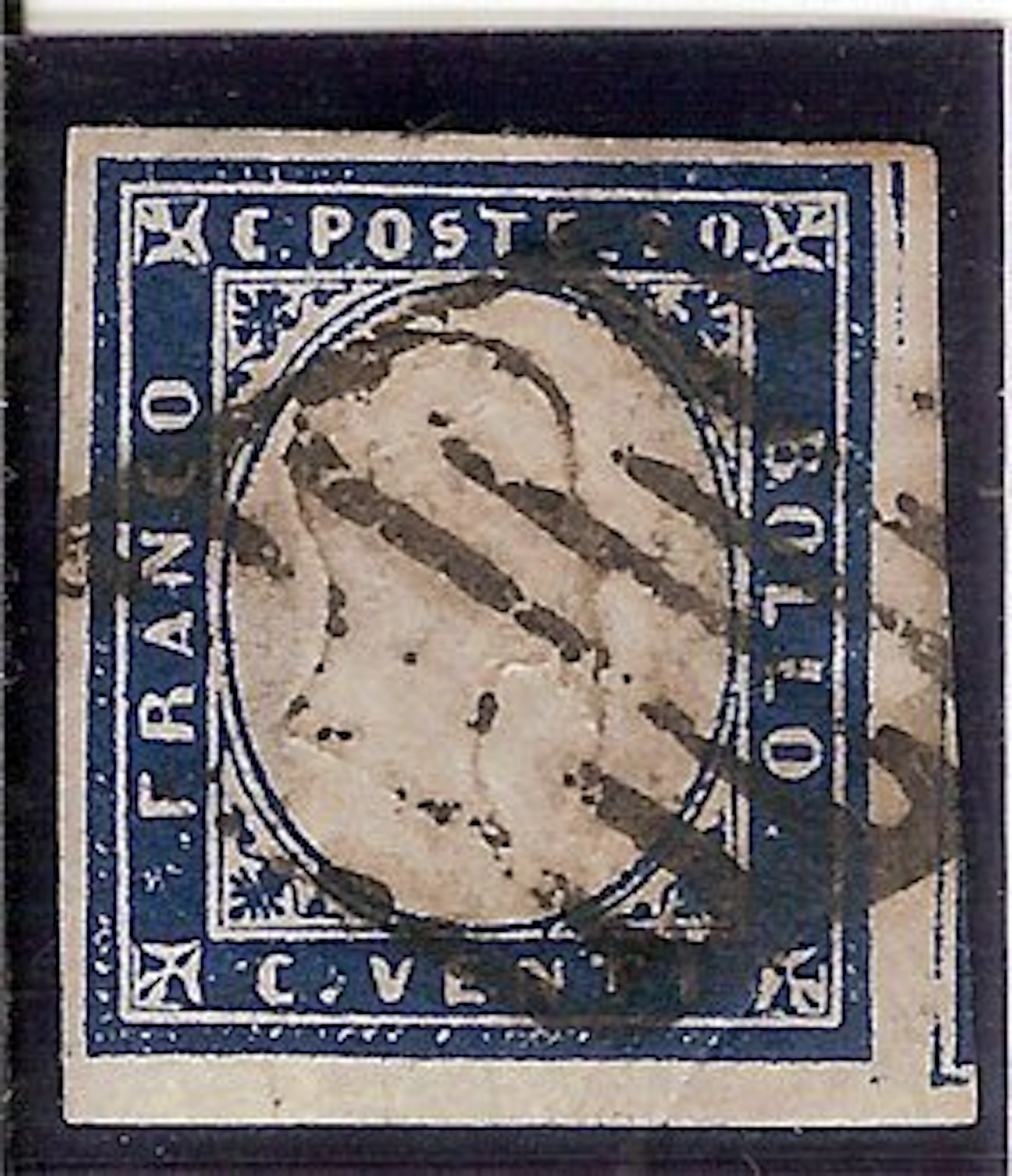 Italian Ancient States - Sardinia 1862 - 20c light indigo...