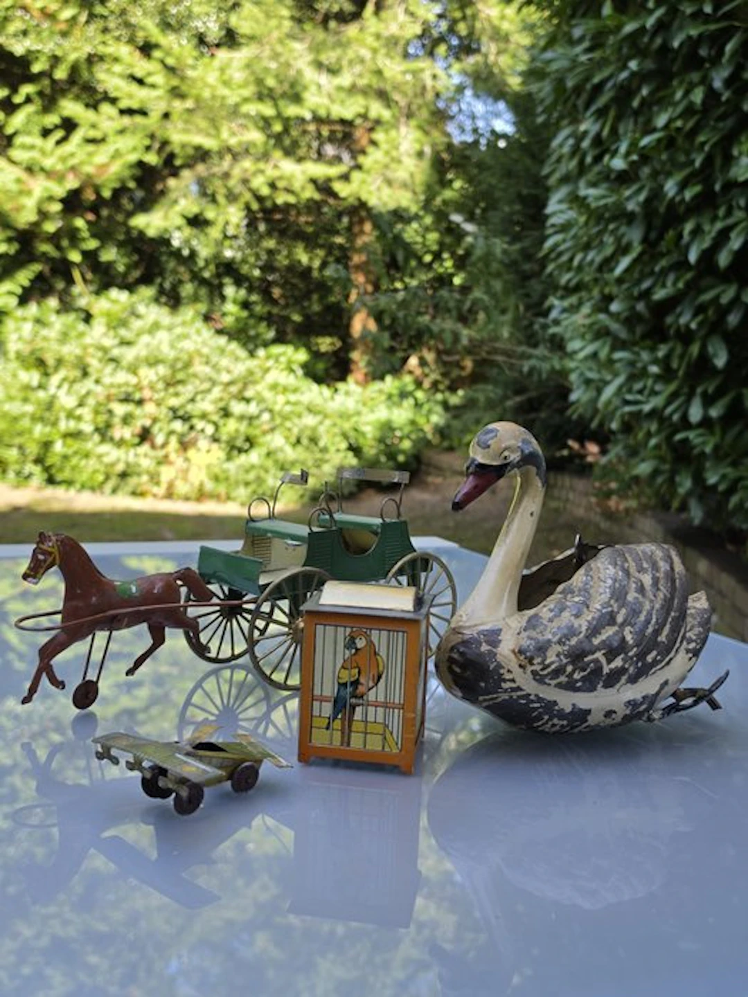 Onbekend - Tin toy - Antiek blikken speelgoed zwaan met...