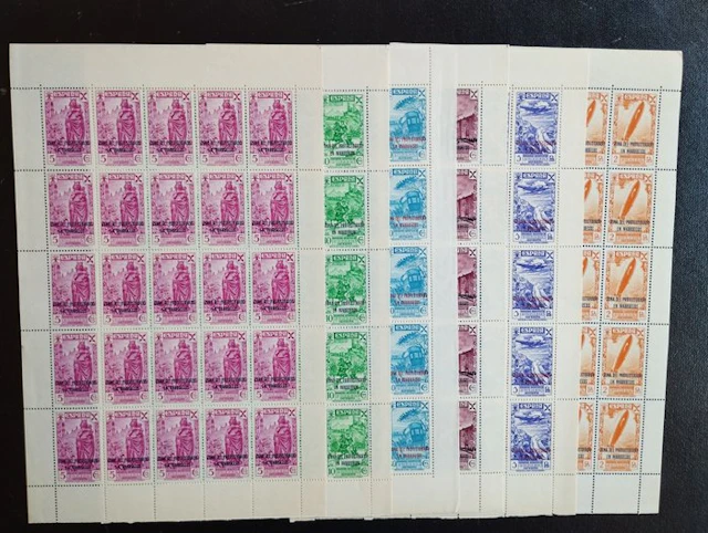 Morocco - 1943 - Beneficencia Edifil 26/31 - Complete Series in Sheets