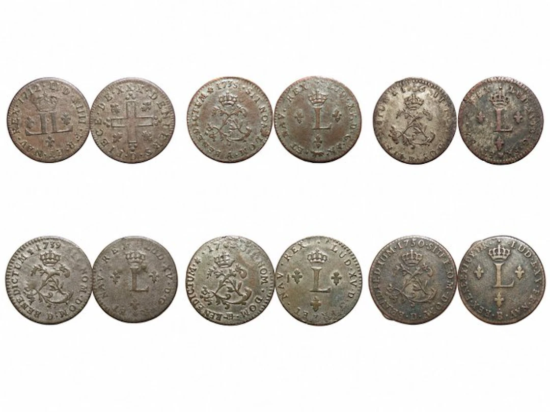 France. Louis XIV & XV – Lot de 6 billon 1712–1762 –...