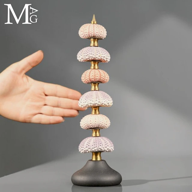 Sea Urchin Tower - Elegant Assembly of Marine Skeletal...