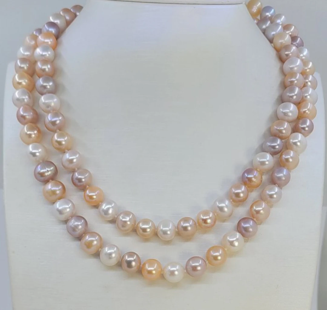 No reserve price - Necklace 9x10mm Multi Edison Pearls