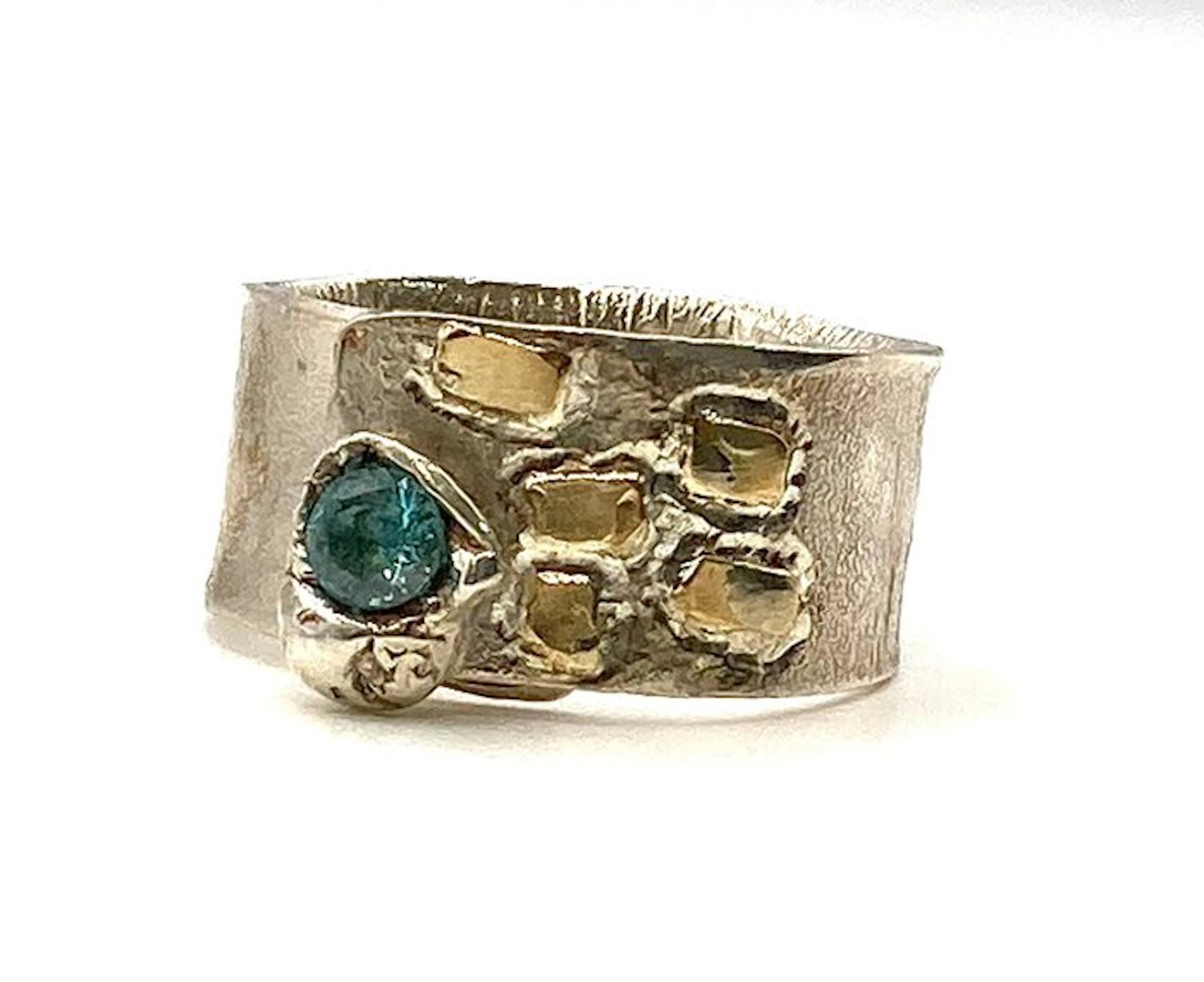 No reserve price - Ring - 18 kt. Silver, Yellow gold