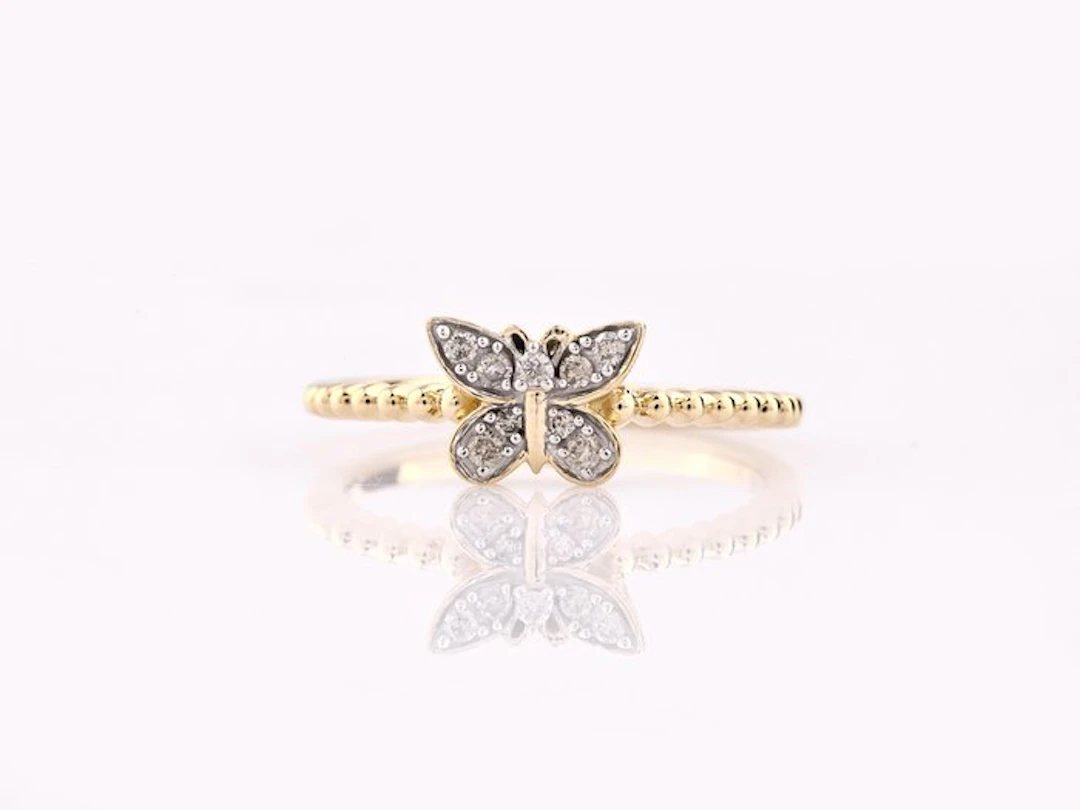 Ring - 14 kt. Yellow gold - 0.09ct. tw. Diamond (Natural)