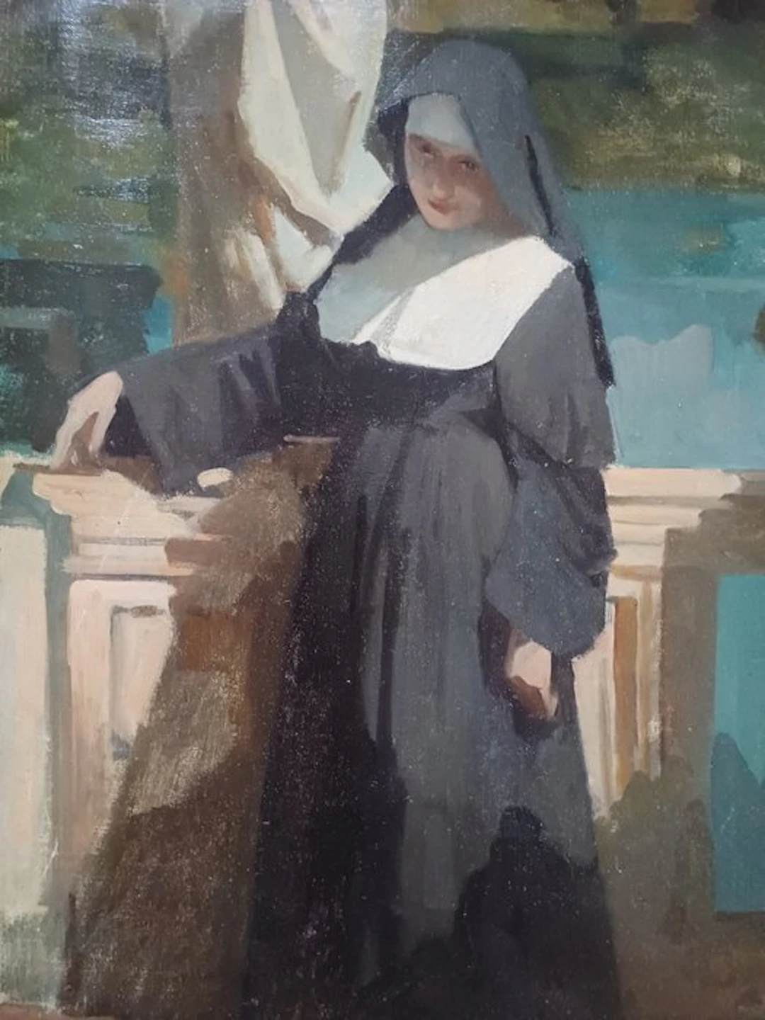 Attribuito a Odoardo Borrani (1833-1905) - La suora nel parco