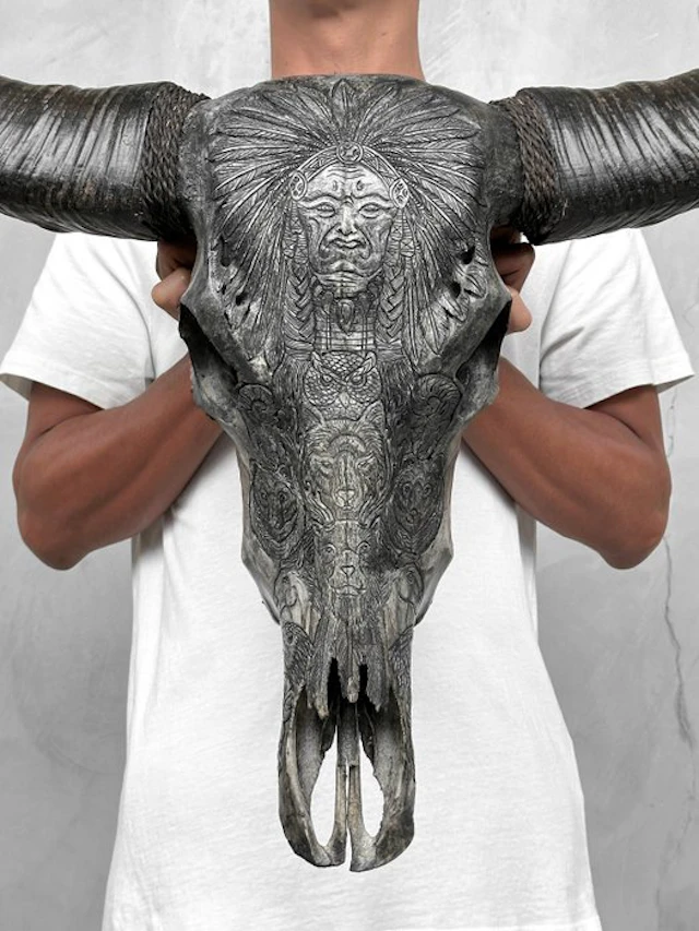 NO RESERVE PRICE - C - Authentic Grey Carved Water...