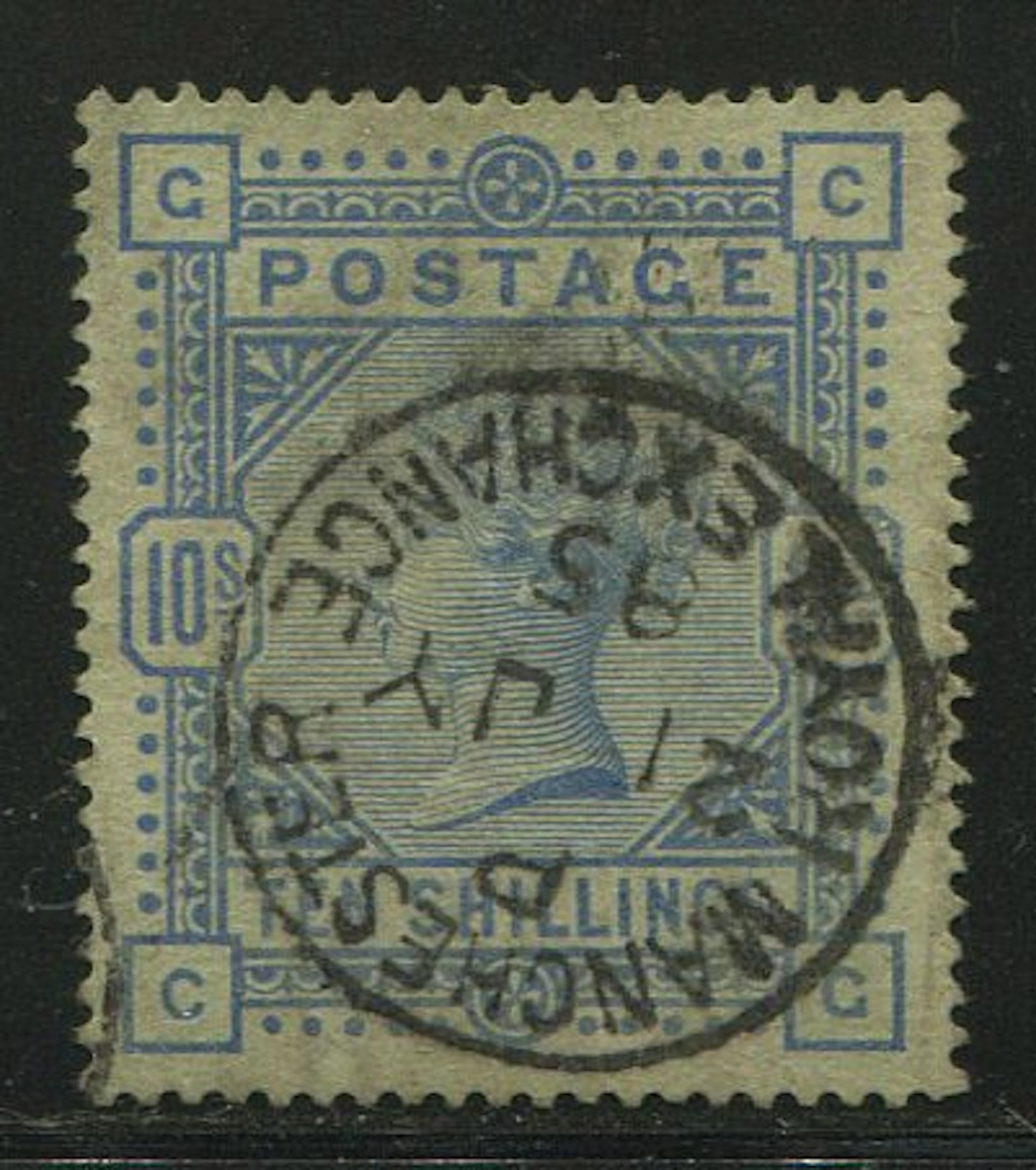Great Britain 1884 - 10 shilling ultramarine on BLUED PAPER - Stanley