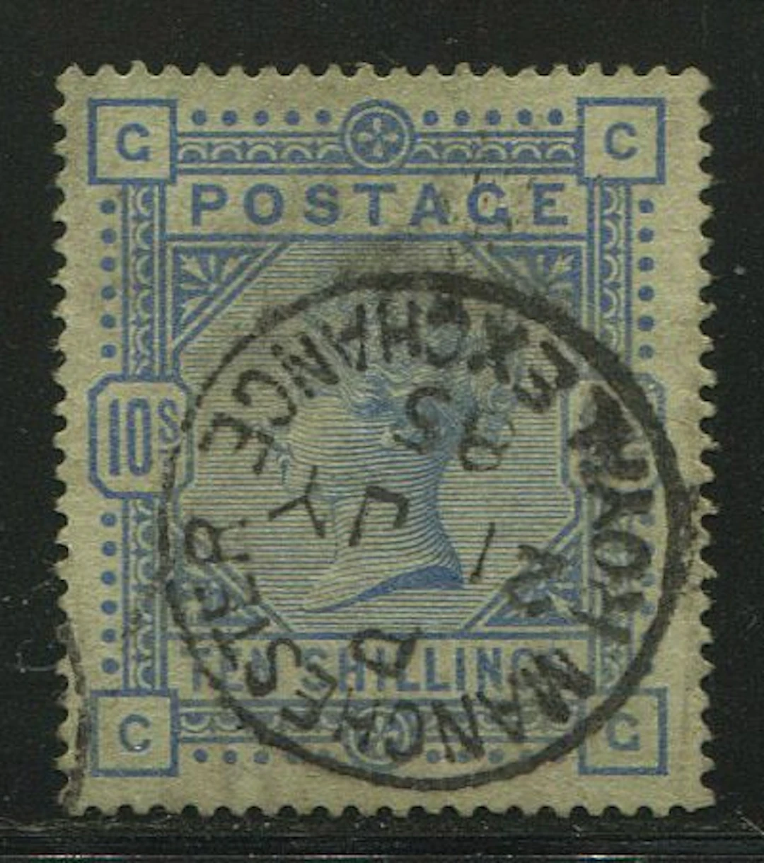 Great Britain 1884 - 10 shilling ultramarine on BLUED PAPER - Stanley