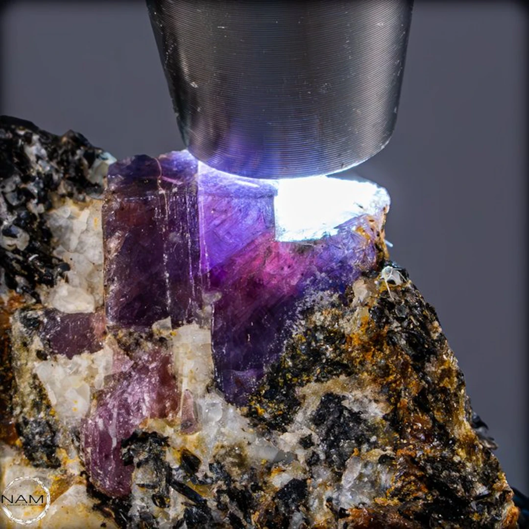 Natural multicolored sapphire on matrix – Rough crystal...