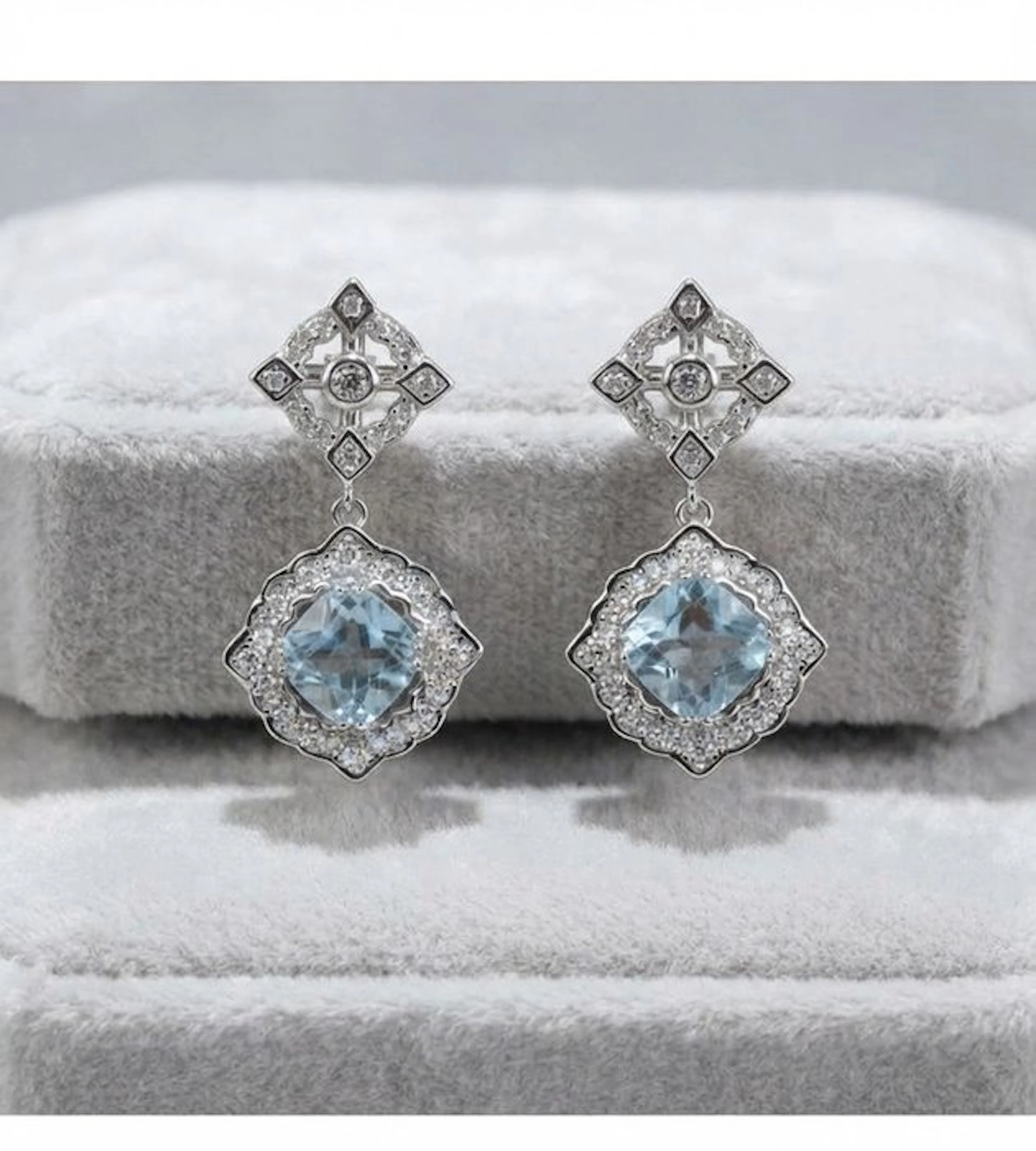 No reserve price - Earrings Silver - 2.80ct. tw. Topaz