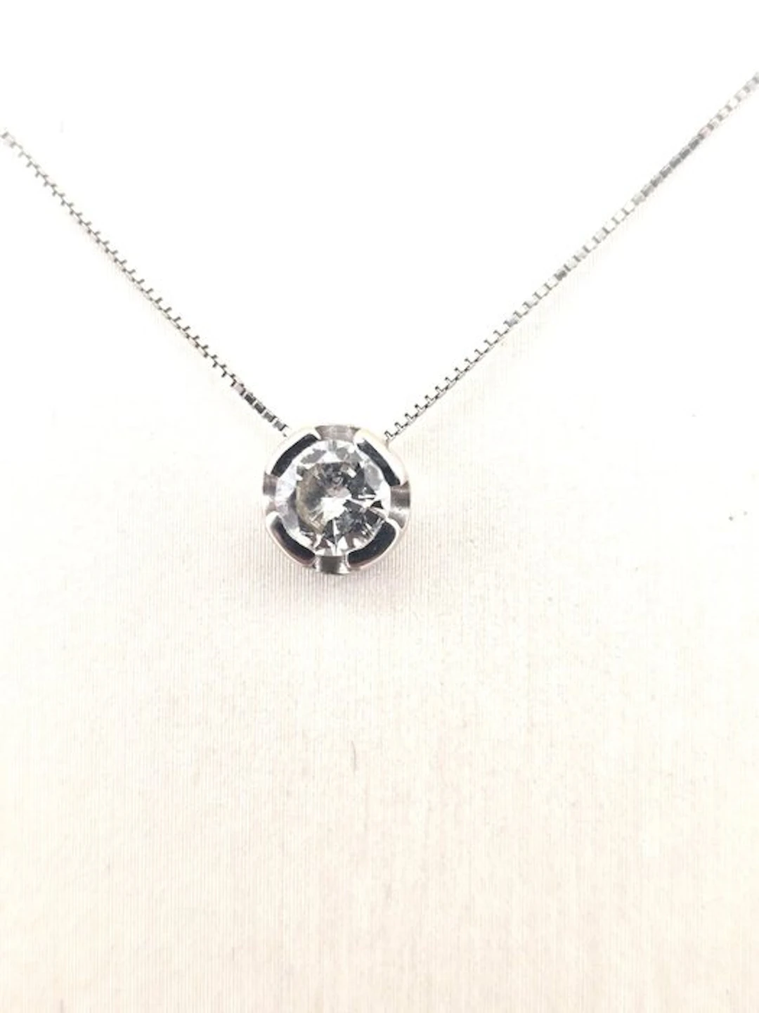 Necklace with pendant - 18 kt. White gold Diamond (Natural)