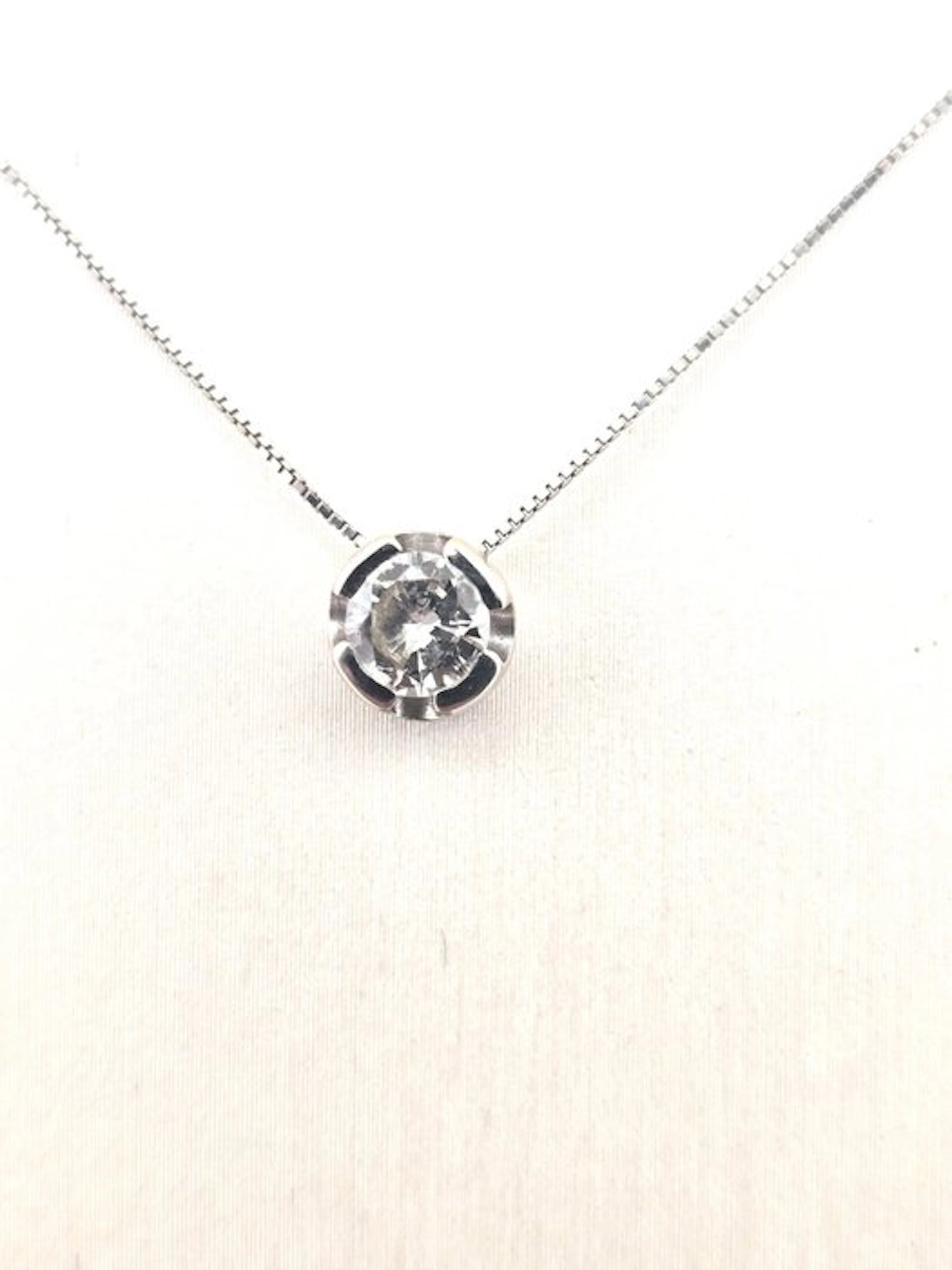 Necklace with pendant - 18 kt. White gold Diamond (Natural)