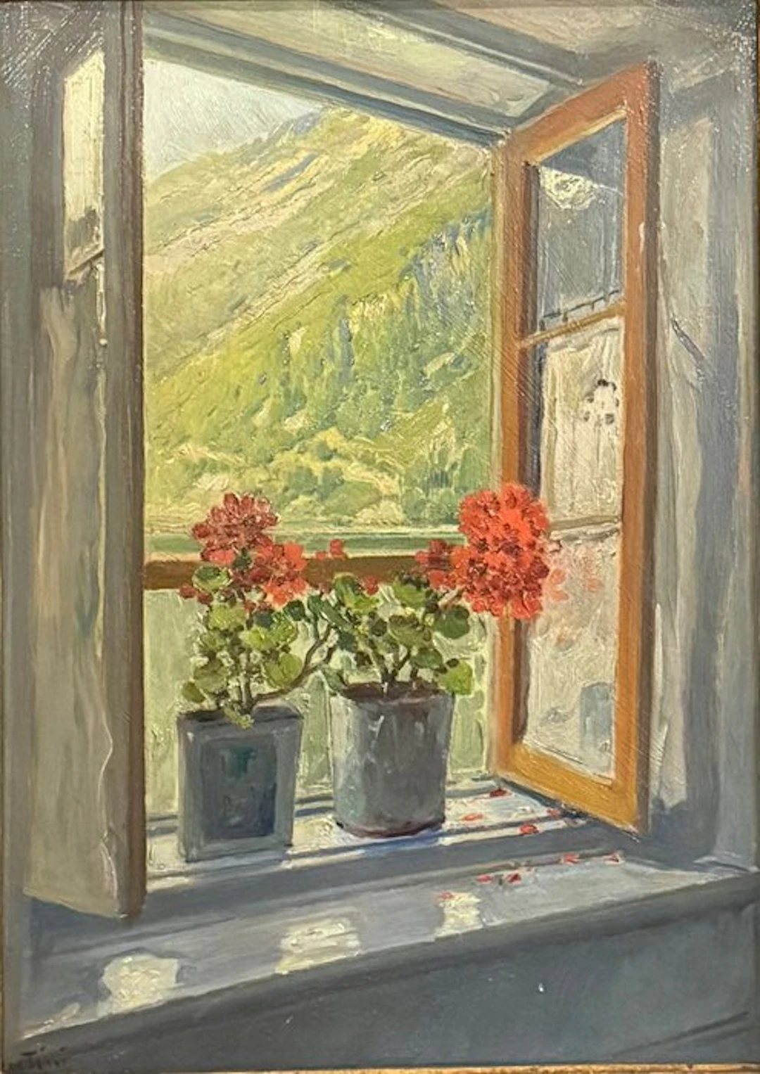Rocco Lentini (1858-1943) - Interno di stanza con Fiori