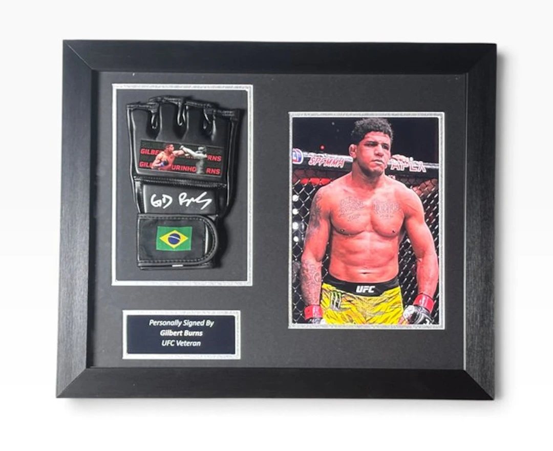 Gilbert Burns - Singed UFC Glove Premium Frame