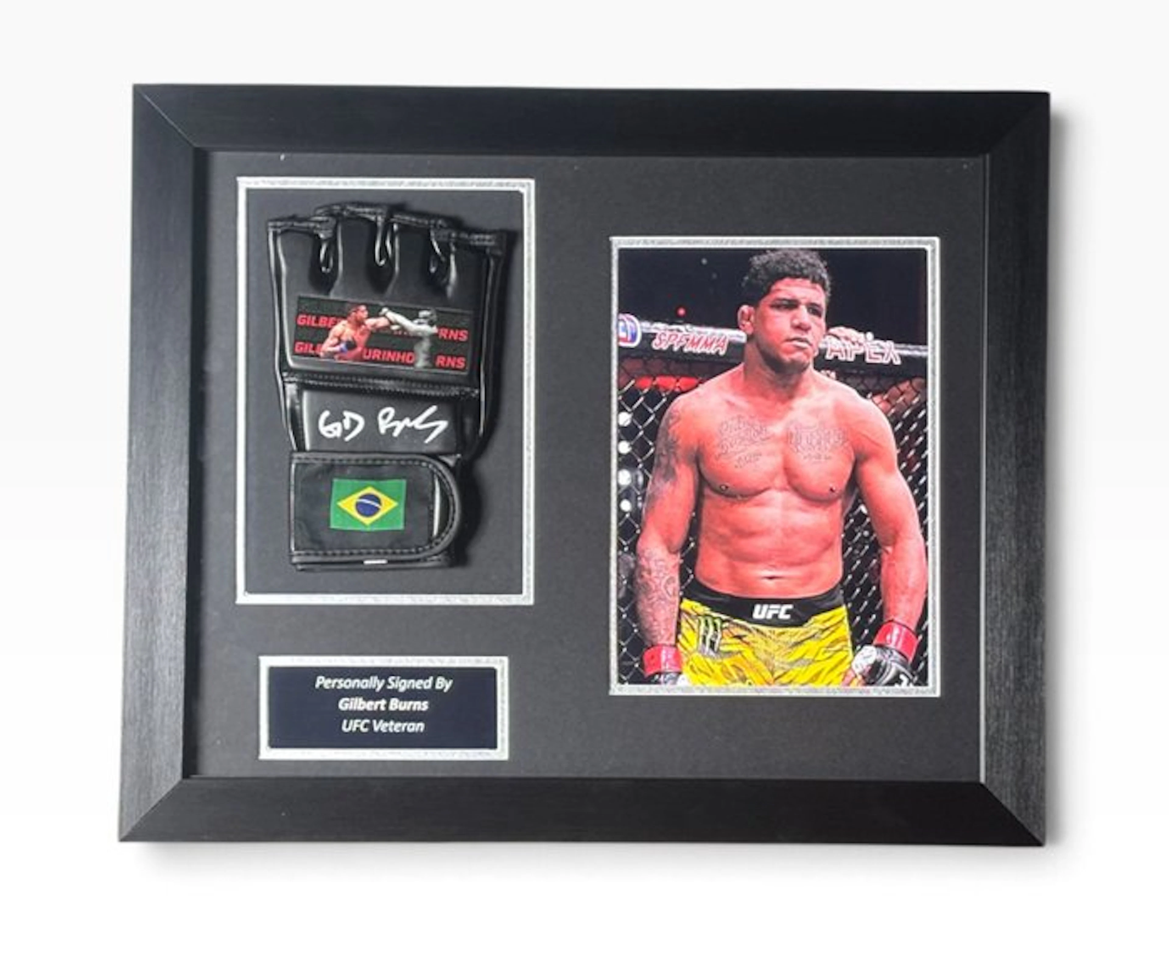 Gilbert Burns - Singed UFC Glove Premium Frame
