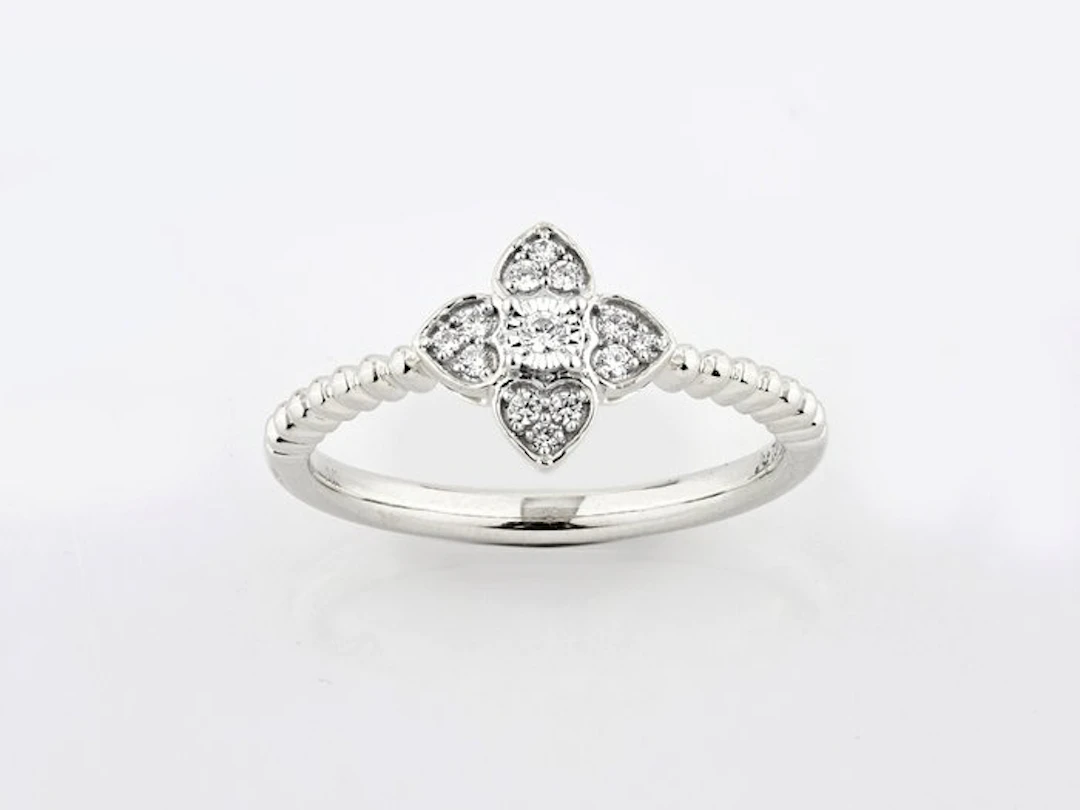 Ring - 14 kt. White gold - 0.10ct. tw. Diamond (Natural)