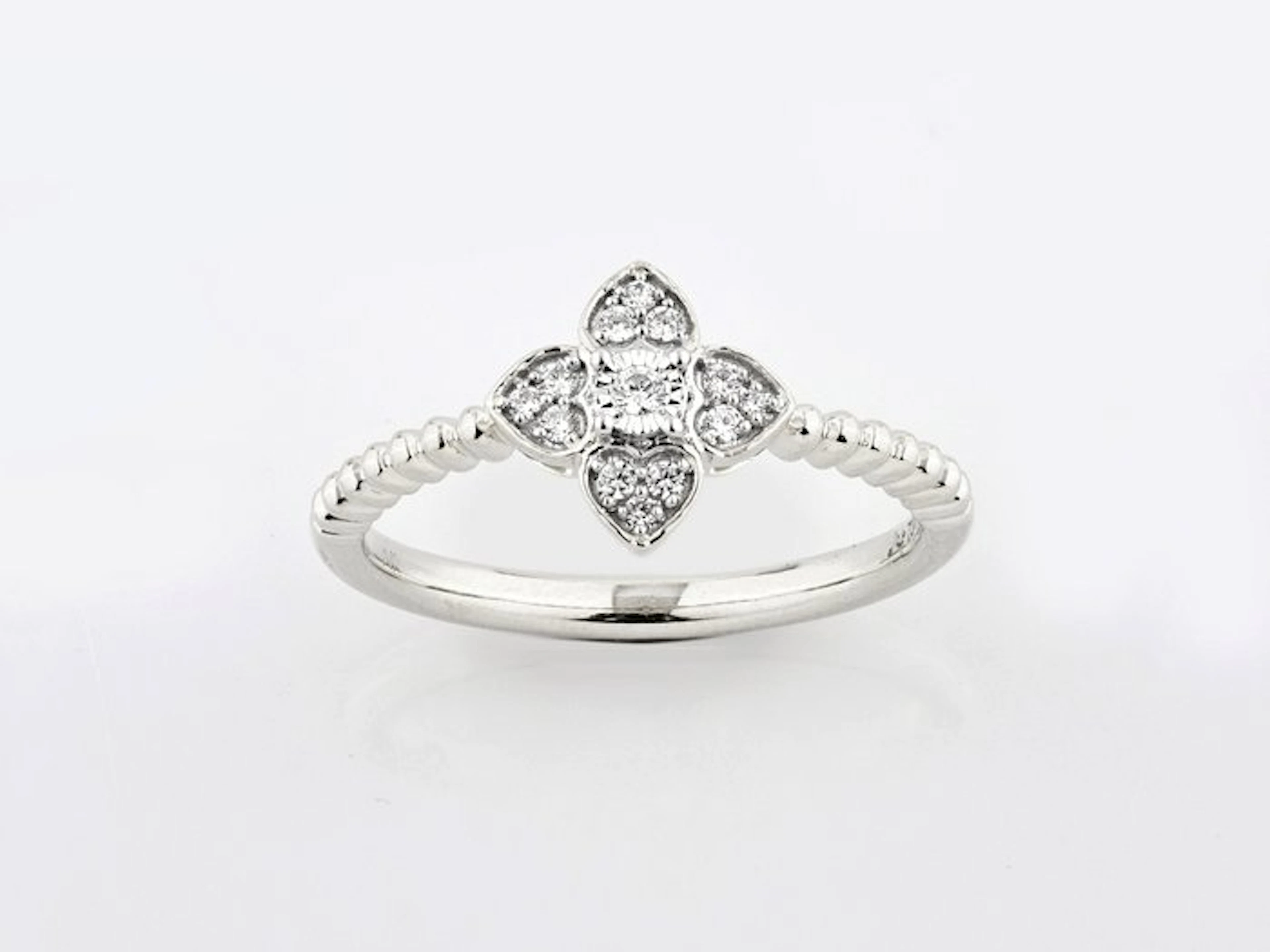 Ring - 14 kt. White gold - 0.10ct. tw. Diamond (Natural)
