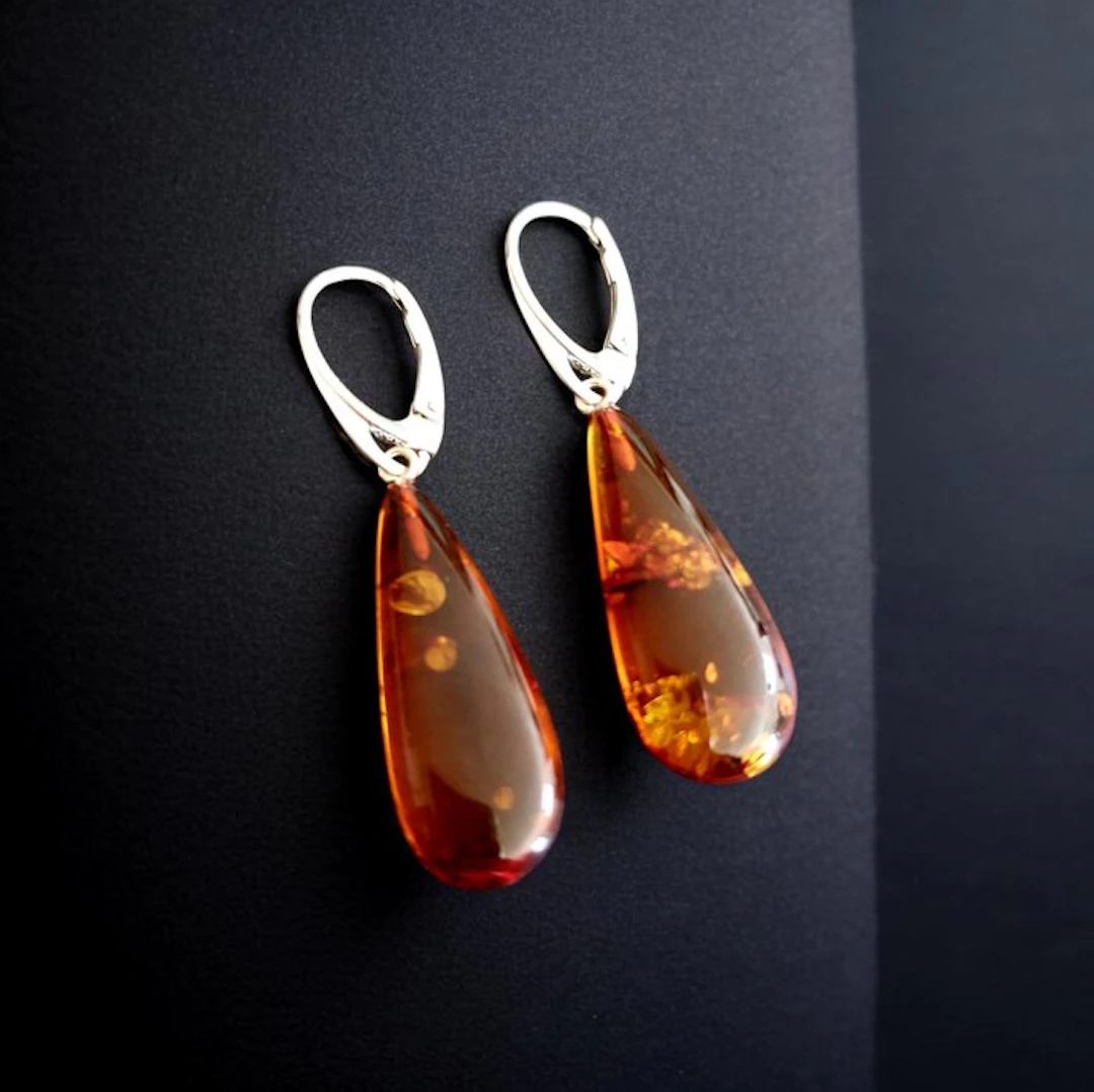 Baltic Amber and 925 Silver Earrings
