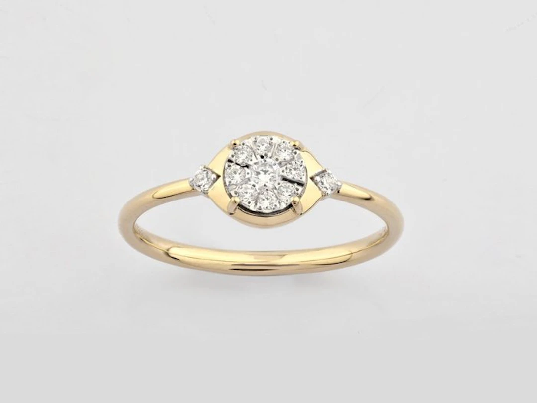 Ring - 14 kt. Yellow gold - 0.15ct. tw. Diamond (Natural)